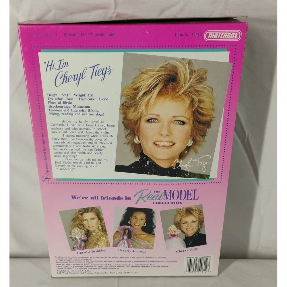 Vintage NIB Matchbox 1989 The Real Model‎ Collection Cheryl Tiegs Doll #54612
